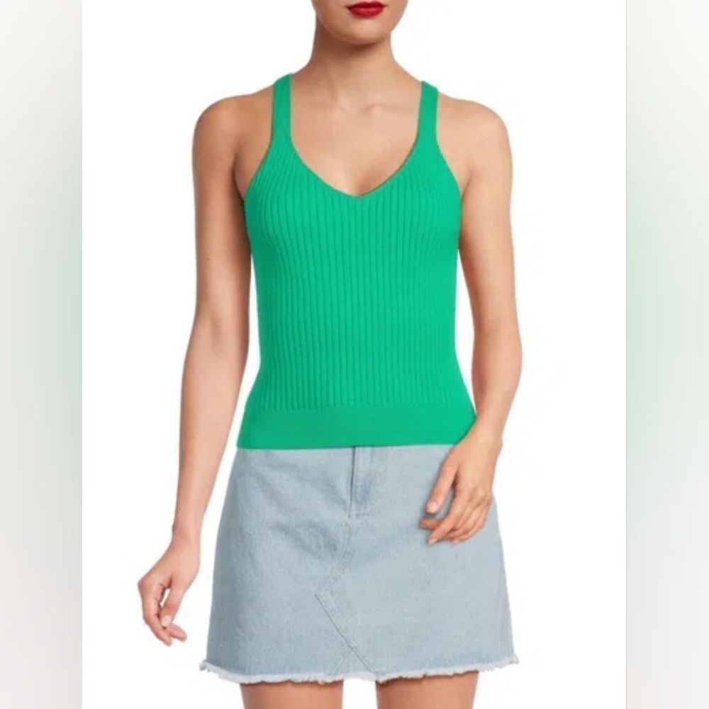 Lea & Viola Medium Top Ribbed Knit Sleeveless Tank Top